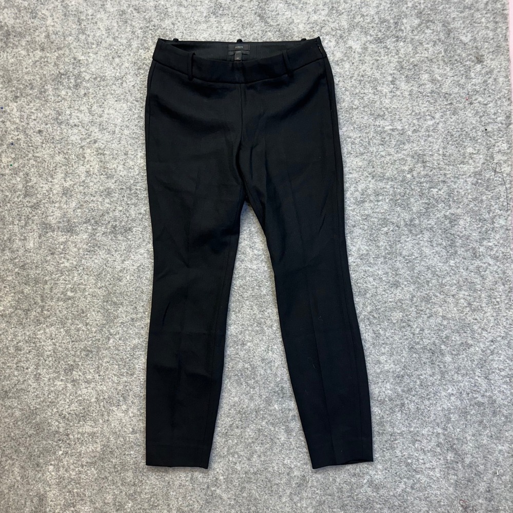 J.Crew Minnie Pants Women 2T Black‎ Excellent Slim Leg Side Zip Wool Blend Tall
